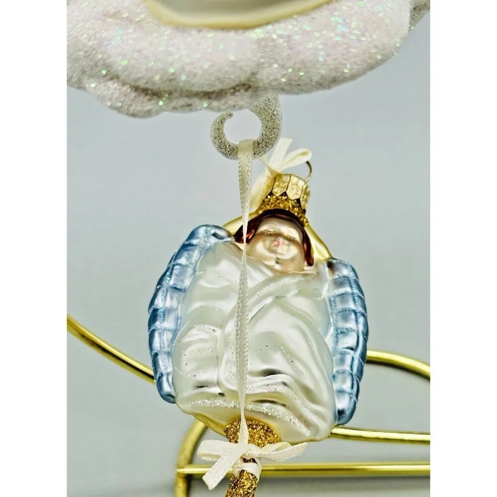 Patricia Breen See Him Sleep Glittered Sky 1999 2 piece‎ Christmas Ornament 9935